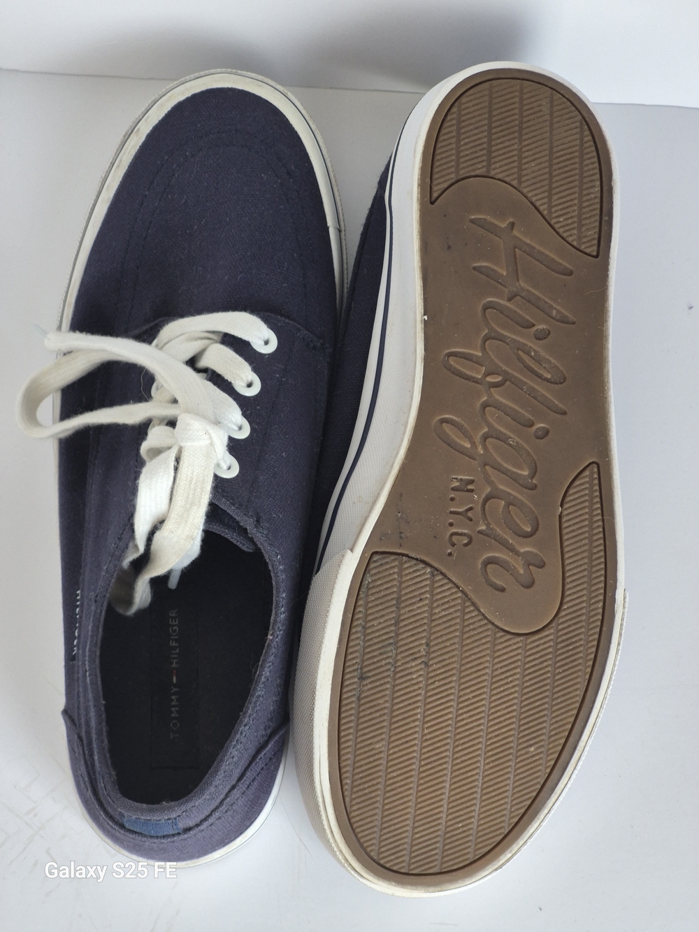 Classic Canvas Lace-Up Sneakers with a Navy Stripe On Soles - Picture 7 of 12